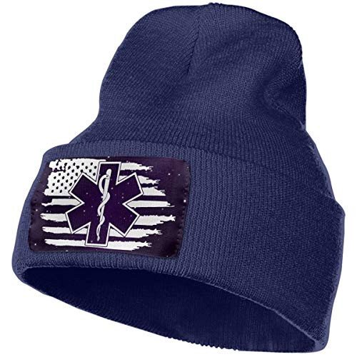 JSHG JDJG Unisex Knitted Hat Fashion Skull Cap Knitting Hats - American Flag EMS Star of Life EMT Paramedic Medic Navy JSHG JDJG Unisex Knitted Hat Fashion Skull Cap Knitting Hats - American Flag EMS Star of Life EMT Paramedic Medic Navy