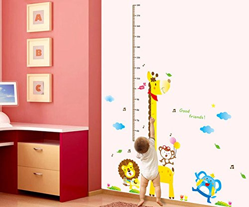 Wallpark Lovely Cartoon Monkey Lion Elephant Giraffe Height Sticker- Growth Height Chart Measuring Removable Wall Decal- Children Kids Baby Home Room Nursery DIY Decorative Adhesive Art Wall Mural Wallpark Lovely Cartoon Monkey Lion Elephant Giraffe Height Sticker- Growth Height Chart Measuring Removable Wall Decal- Children Kids Baby Home Room Nursery DIY Decorative Adhesive Art Wall Mural