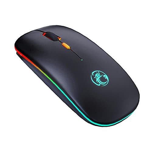 Wireless Mouse Bluetooth RGB Mouse Rechargeable Mause Gaming USB Optical Backlit Mouse Silent Ergonomic LED Mice for Laptop PC Black