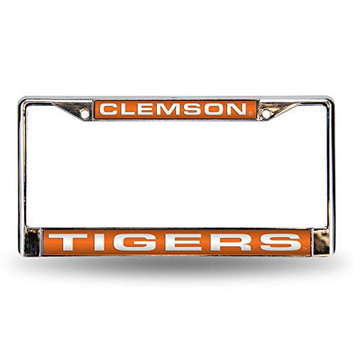 NCAA Clemson Tigers - Orange Insert Laser Cut Inlaid Standard Chrome License Plate Frame