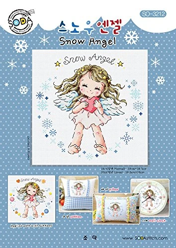 SO-3212 Snow Angel- SODA Cross Stitch Pattern leaflet- authentic Korean cross stitch design chart color printed on coated paper