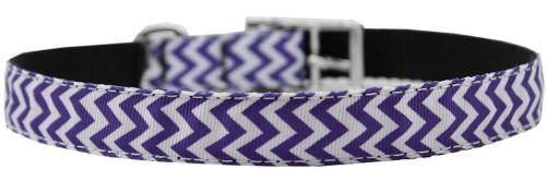 Unconditional Love 0.75 in. Chevrons Nylon Dog Collar with Classic Buckle44- Purple - Size 18