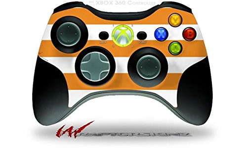 XBOX 360 Wireless Controller Decal Style Skin - Kearas Psycho Stripes Orange and White -CONTROLLER NOT INCLUDED-