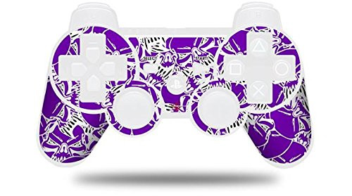 Sony PS3 Controller Decal Style Skin - Scattered Skulls Purple -CONTROLLER NOT INCLUDED-