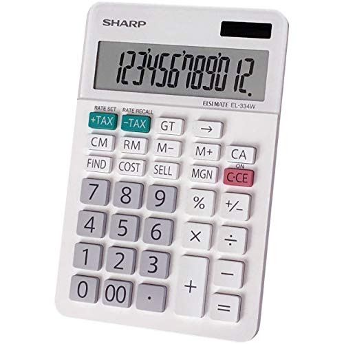 Sharp EL334W EL-334W Large Desktop Calculator- 12-Digit LCD