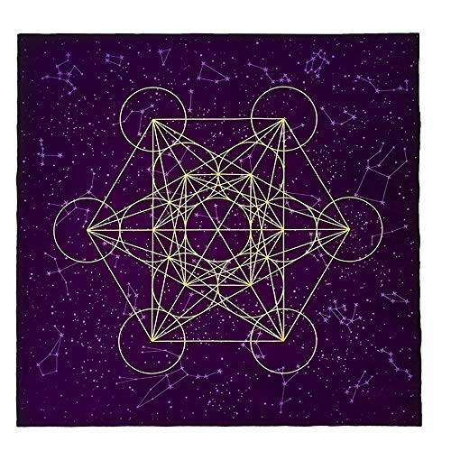 ERSHIYI Metatrone Cub Crystal Grid Altar Tarot Tablecloth- Divination Board Game Velvet Altar Tarot Cloth Astrology Tarot Card Tablecloth-Purple-