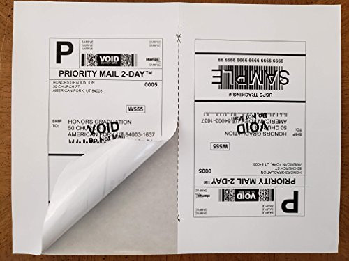 Half Sheet Self Adhesive Shipping Labels for Laser Or Inkjet Printer 8.5inch X 5.5inch -200 Labels-