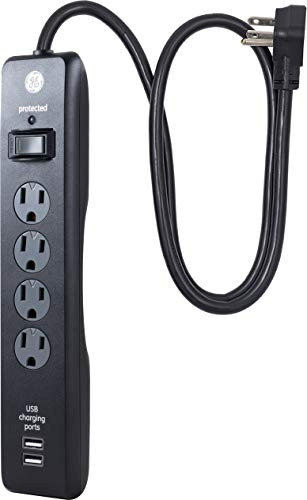 GE USB Charging Surge Protector with 4 Outlets and 2 USB Charging Ports