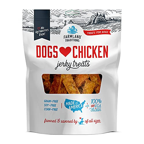 Farmland Traditions Dogs Love Chicken Premium Jerky Treats for Dogs -1 lb. No Antibiotics Ever USA Raised Chicken- Farmland Traditions Dogs Love Chicken Premium Jerky Treats for Dogs -1 lb. No Antibiotics Ever USA Raised Chicken-