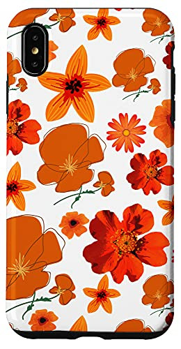 iPhone XS Max Orange California Poppy Thunbergia Flower Pattern Case