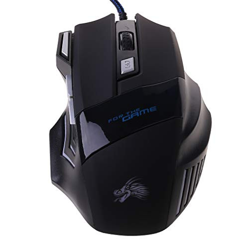 POPOLING Gaming Mouse 7 Button USB Wired LED Breathing Fire Button 5500 DPI Optical Ergonomic Mice