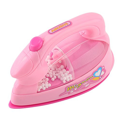 Asixx Mini Electric Iron- Kids Electric Toy- Mini Electric Iron Toy Mini Furniture Toys Plastic Pink Kids Children Baby Girl Pretend Play Home Appliances Toy