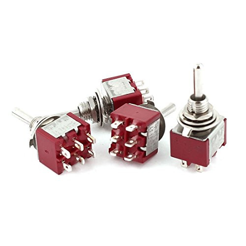 4Pcs AC 250V 2A 120V 5A 6 Pin Terminals ON/Off/ON DPDT Toggle Switches
