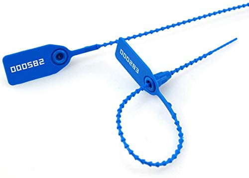 100 PlasticTamper Seals- Zip Ties for Fire Extinguishers Pull Tite Security Tags Numbered Disposable Self-Locking Tie 250mm Length-Dark Blue-