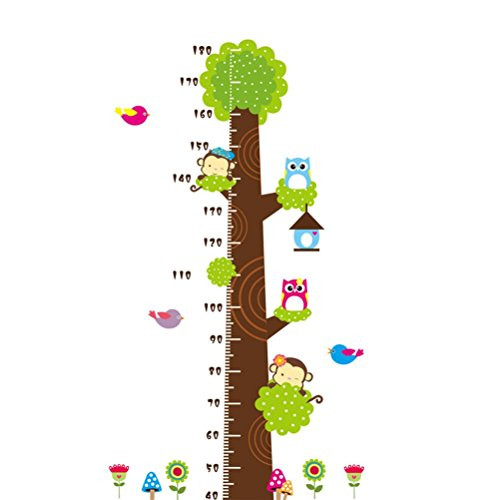 Siamrose Removable DIY Cartoon Kids Height Measure Ruler Nursery Growth Chart Wall Stickers Murals Home Walls Decor Art for Bedroom Living Room LJTNB