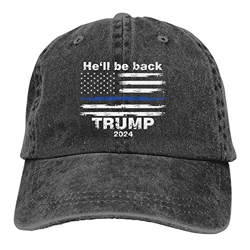Trump 2024 He'll Be Back Hat-Trump Presidential Election Adjustable Baseball Cap Unisex Washable Cotton Trucker Cap Dad Hat Black Trump 2024 He'll Be Back Hat-Trump Presidential Election Adjustable Baseball Cap Unisex Washable Cotton Trucker Cap Dad Hat Black