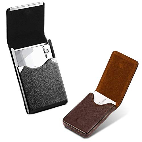 MaxGear Business Card Holder Business Card Case PU Leather Name Card Holder and  Pocket Business Card Holder Business Card Wallet Leather Name Card Holder with Magnetic Shut