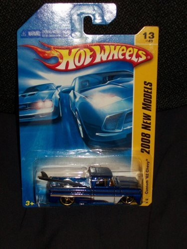Hot Wheels 2008 013 New Models Custom '62 Chevy Pickup Blue with Surfboard in Bed 1-64 Scale by Hot Wheels