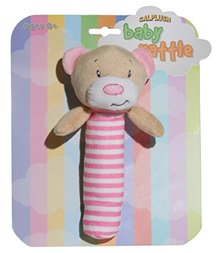Calplush Baby Rattles Pink Bear Plush Animal Toy