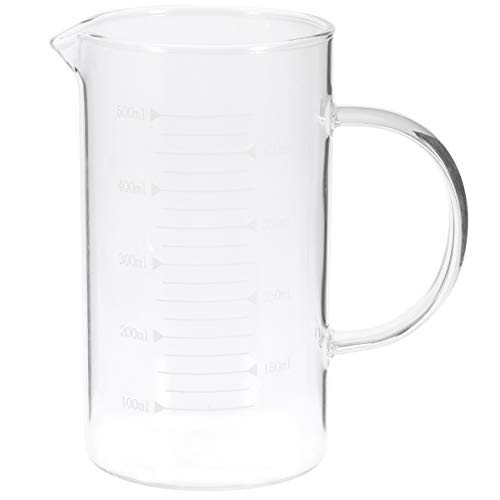 Hemoton 500ml Large Glass Pitcher with Lid Scale Heat Resistant Hot Cold Water Carafe Water Jug for Juice Beverage Jar Ice Tea Kettle