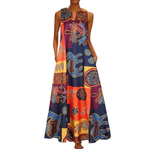 Womens Plus Size Long Maxi Dresses Summer Casual Boho V Neck Sleeveless Vintage Patchwork Maxi Dress with Pockets Yellow Womens Plus Size Long Maxi Dresses Summer Casual Boho V Neck Sleeveless Vintage Patchwork Maxi Dress with Pockets Yellow