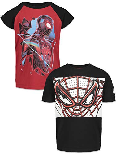 Marvel Avengers Spiderman Miles Morales Spiderverse Big Boys 2 Pack T-Shirt 10-12 White/Red