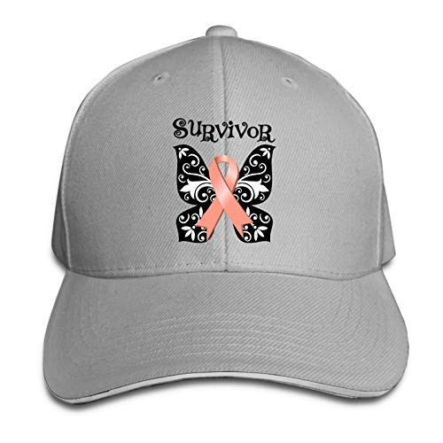 Uterine Cancer Butterfly Survivor Adjustable Baseball Cap Classic Trucker Hat Unisex Dad Hat Gray