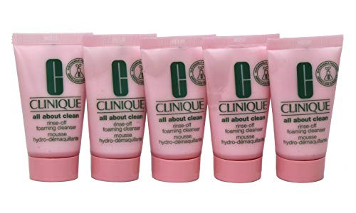 Pack of 5 x Clinique All About Clean Rinse-Off Foaming Cleanser- 1 oz each Sample Size Unboxed Pack of 5 x Clinique All About Clean Rinse-Off Foaming Cleanser- 1 oz each Sample Size Unboxed