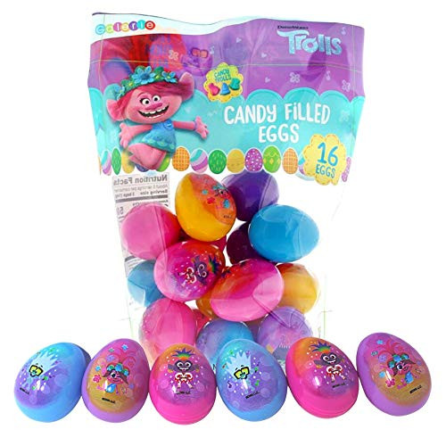 Trolls World Tour Candy Filled Plastic Easter Egg Hunts- 16 Count- 2.68 Ounce
