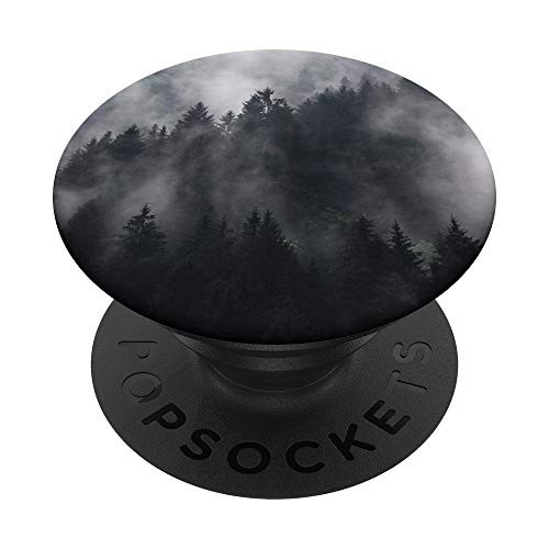 Mountain Scene Fog Pine Trees gift for Camping Hiking Lovers PopSockets PopGrip- Swappable Grip for Phones  and  Tablets