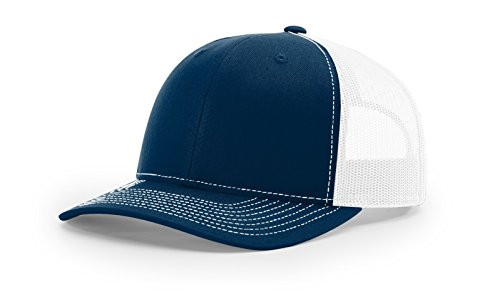 Richardson 112 Mesh Back Trucker Cap Snapback Hat- Navy/White