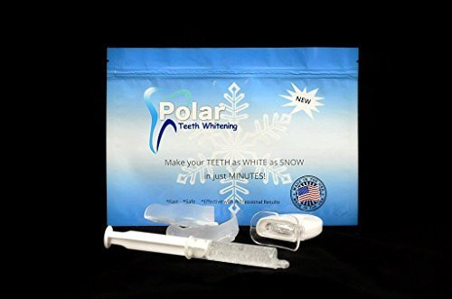 Polar Teeth Whitening - Professional Tooth Bleaching Kit - Huge 10 mL Teeth Whitening Gel Syringe - 35 percent Carbamide Peroxide Fast Whitening Power - Moldable Mouth Trays - LED Light to Speed Whitening