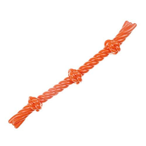 MPP Triple Knotted Dog Toys 3 Tie Tough Hard Rubber Tug 17inch Choose Orange or Blue -Orange- MPP Triple Knotted Dog Toys 3 Tie Tough Hard Rubber Tug 17inch Choose Orange or Blue -Orange-