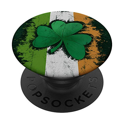 Distressed Irish Flag Shamrock Lucky Clover St Patricks PopSockets PopGrip- Swappable Grip for Phones  and  Tablets
