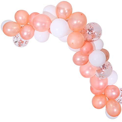 Rose Gold Balloons and Confetti Balloons 12inch 65Pcs Latex Party Balloons Helium Balloons Party Decoration Balloons Compatible Birthday Baby Shower Party - Rose Gold,White,Confetti Balloons By Brontothere