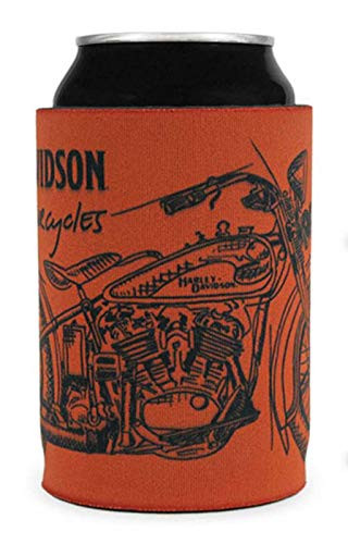 Harley-Davidson Timeline Motorcycle Firm Bottom Neoprene Can Wrap - Burnt Orange