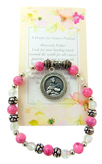 St Agatha Breast Cancer Healing Saint Gift Set with Italian Bracelet and Holy Prayer Card St Agatha Breast Cancer Healing Saint Gift Set with Italian Bracelet and Holy Prayer Card