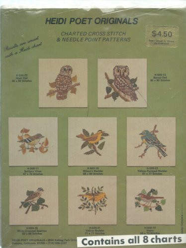 Vintage Heidi Poet Originals Counted Cross Stitch  and  Needle Poinr Chart Patterns Birds