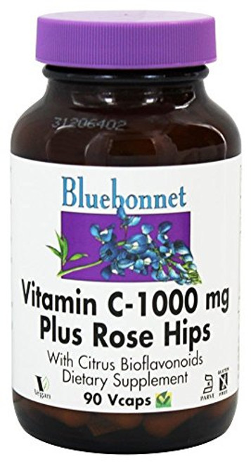 Bluebonnet Nutrition - Vitamin C-1000 mg Plus Rose Hips - 90 Vegetarian Capsules Bluebonnet Nutrition - Vitamin C-1000 mg Plus Rose Hips - 90 Vegetarian Capsules