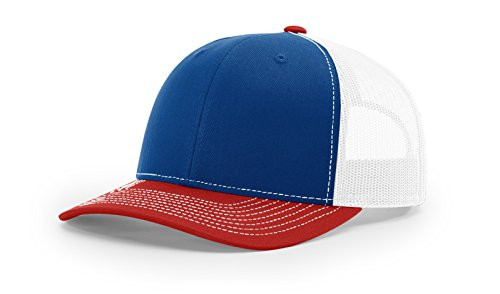 RICHARDSON Twill Mesh Back Trucker Snapback Hat - Royal/White/Red