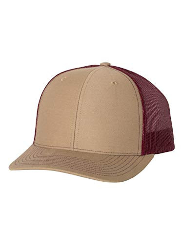 RICHARDSON Khaki/Burgundy 112 Mesh Back Trucker Cap Snapback Hat