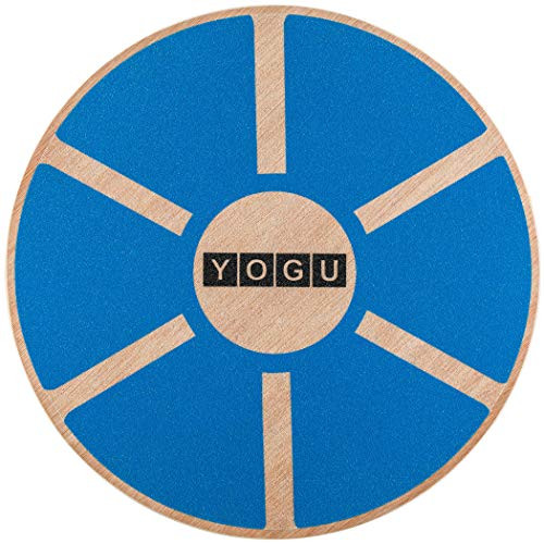 YOGU Wooden Wobble Balance Board Exercise Balance Stability Trainer 15.75 inch Diameter -Blue-