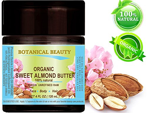 ALMOND OIL BUTTER ORGANIC RAW VIRGIN UNREFINED. 100 percent Natural. 4 Fl.oz.- 120 ml. For Skin- Hair and Nail Care. ALMOND OIL BUTTER ORGANIC RAW VIRGIN UNREFINED. 100 percent Natural. 4 Fl.oz.- 120 ml. For Skin- Hair and Nail Care.