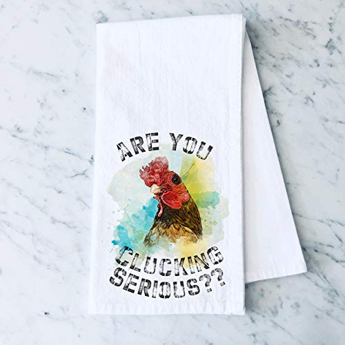 Are you Clucking Serious? Rooster Chicken Flour Sack Cotton Tea Towel Kitchen Linen