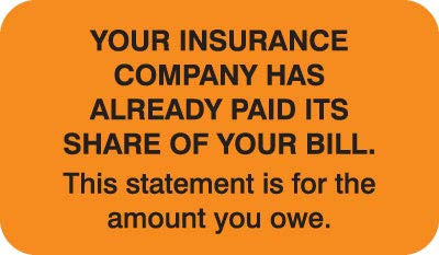 Doctor Stuff - File Folder Chart Labels- MAP2200- Your Insurance- Medical Insurance Patient Responsibility Stickers- Fluorescent Orange/Black- 1-1/2inch x 7/8inch- 250 per Box