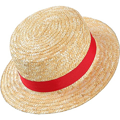 Boater Hat Straw Skimmer Hat Straw Braid Boater Hat Wide Brim Boater Hat Summer Straw Hat 1920s Costume Accessories for Men and Women Yellow