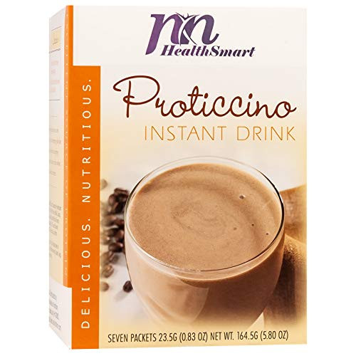 HealthSmart High Protein Proticcino Instant Drink Mix- 15g Protein- Low Calorie- Low Carb- Low Fat- Gluten Free- Aspartame Free- KETO Diet Friendly- Ideal Protein Compatible- 7 Count Box