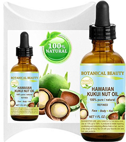 KUKUI NUT OIL HAWAIIAN 100 percent Pure/Refined Cold Pressed Carrier Oil for Skin- Hair- Lip and Nail Care. by Botanical Beauty -1 Fl. oz. - 30 ml.- KUKUI NUT OIL HAWAIIAN 100 percent Pure/Refined Cold Pressed Carrier Oil for Skin- Hair- Lip and Nail Care. by Botanical Beauty -1 Fl. oz. - 30 ml.-