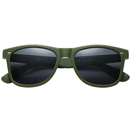 Polarspex Polarized 80's Retro Classic Trendy Unisex Sunglasses for Men and Women -Matte Army Green - Smoke- 52-