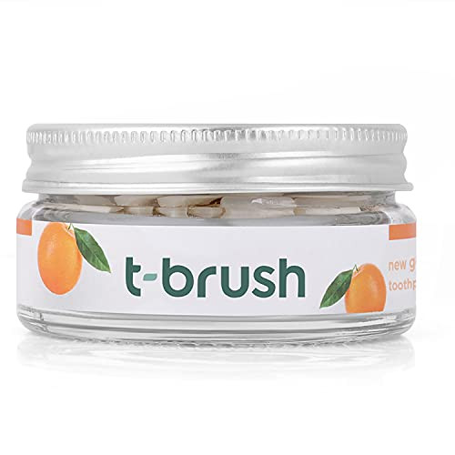 TBrush Whitening New Generation Toothpaste Tablets - Natural Ingredients- SLS Free- Gluten Free- Cruelty Free- Eco Friendly Packaging- Vegan - Travel - 90 Tablets -Orange- Fluoride-
